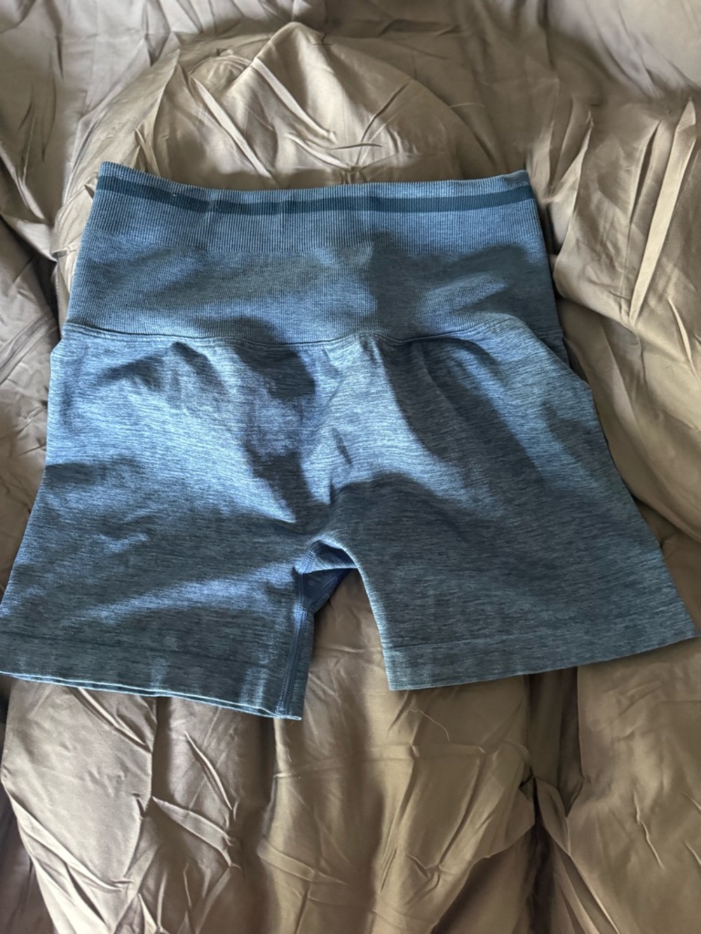 BuffBunny Heather Blue High-Waist Bike Shorts